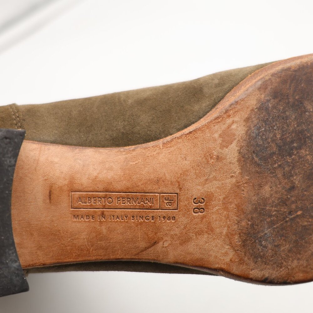 Alberto Fermani Olive Green Suede Women's EU Size 38 Pull On Boots Made in Italy - Picture 3 of 9